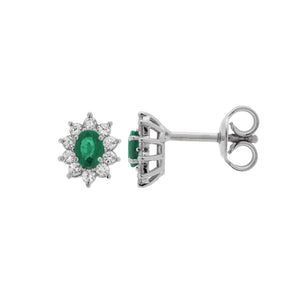 Orecchini smeraldo contornato di diamanti