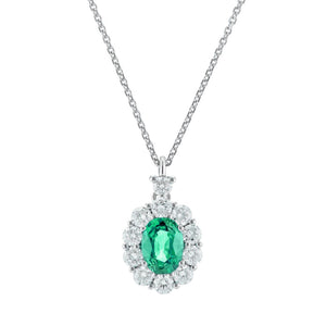 Girocollo con smeraldo contornato da 10 Diamanti