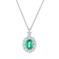 Girocollo con smeraldo contornato da 10 Diamanti