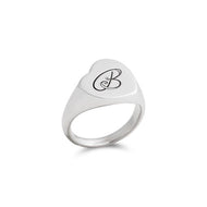 Anello Mignolo Cuore Obliquo in Argento - AN221A