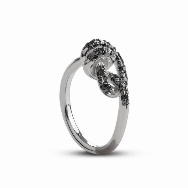 Anello nodo d'amore argento e diamanti black AN26ABN