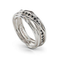 Anello Filodellavita 7 fili argento diamanti neri AN7ABN