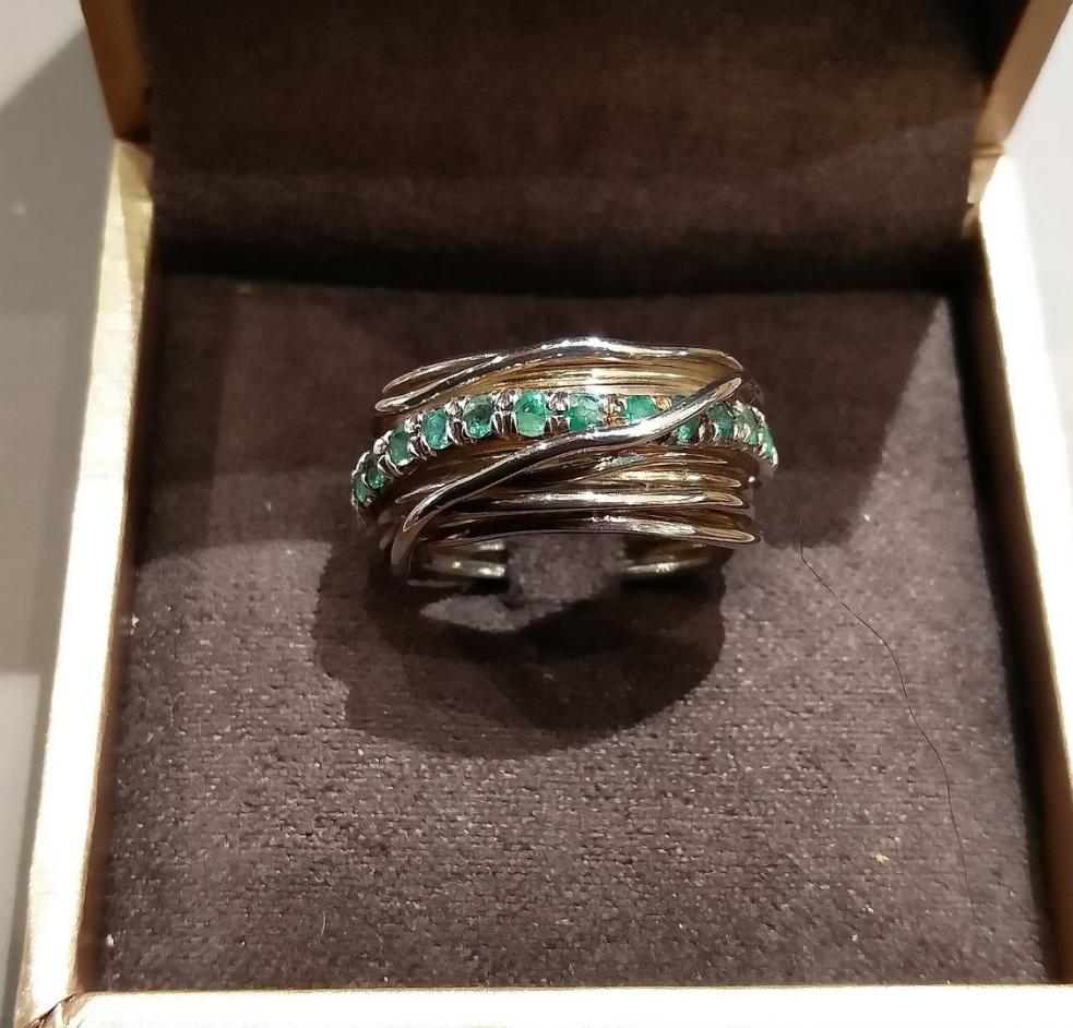 Anello Filodellavita Prezioso13 fili argento e smeraldi AN112ASM