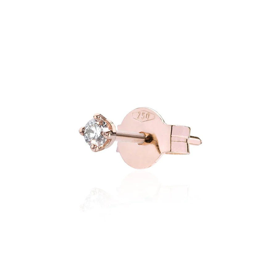 Orecchino White Solitaire Pin M