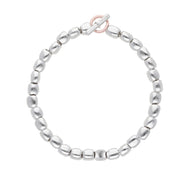 Bracciale con sassolini lisci in Argento 925 chiusura in Oro Rosa 9kt