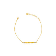 BRACCIALETTO BARRETTA CENTRALE – SMALTO GIALLO MACULATO